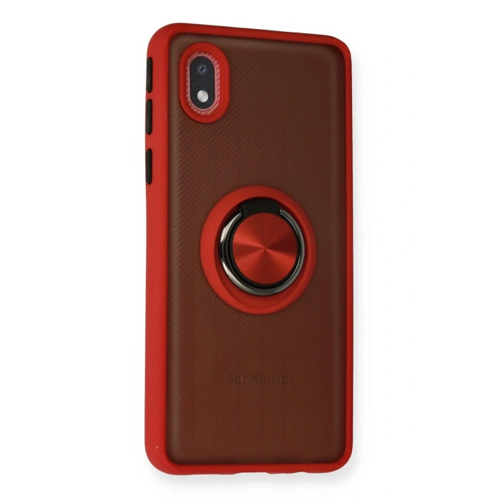 BFS  Samsung Galaxy A01 Core Kılıf Montreal Yüzüklü Silikon Kapak - Kırmızı