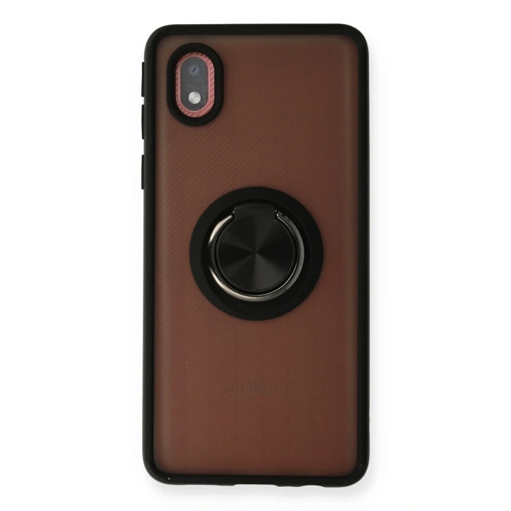 BFS  Samsung Galaxy A01 Core Kılıf Montreal Yüzüklü Silikon Kapak - Siyah