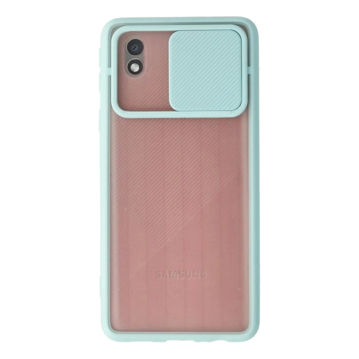BFS  Samsung Galaxy A01 Core Kılıf Palm Buzlu Kamera Sürgülü Silikon - Turkuaz