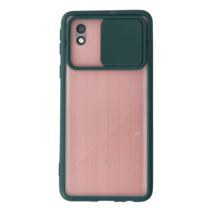 BFS  Samsung Galaxy A01 Core Kılıf Palm Buzlu Kamera Sürgülü Silikon - Yeşil