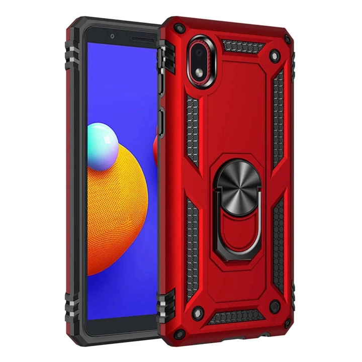 BFS  Samsung Galaxy A01 Core Kılıf Sofya Yüzüklü Silikon Kapak - Kırmızı