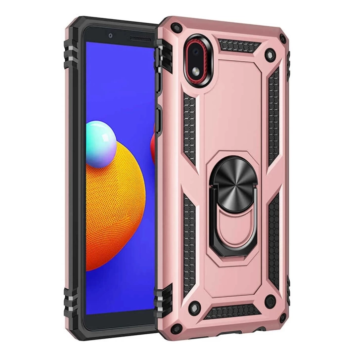 BFS  Samsung Galaxy A01 Core Kılıf Sofya Yüzüklü Silikon Kapak - Rose
