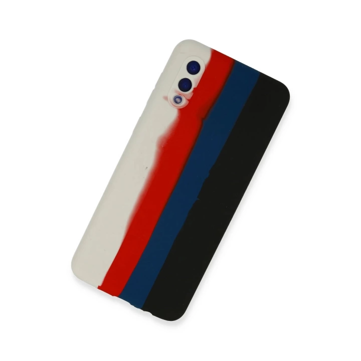 BFS  Samsung Galaxy A02 Kılıf Ebruli Lansman Silikon - Beyaz-Siyah