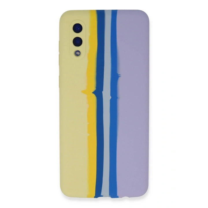 BFS  Samsung Galaxy A02 Kılıf Ebruli Lansman Silikon - Sarı-Lila