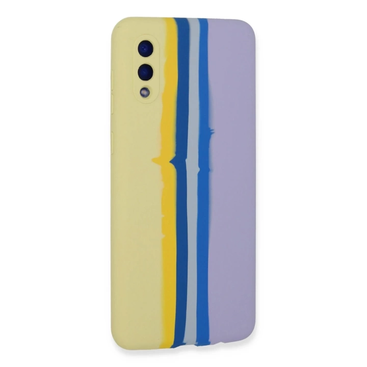 BFS  Samsung Galaxy A02 Kılıf Ebruli Lansman Silikon - Sarı-Lila