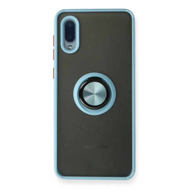 BFS  Samsung Galaxy A02 Kılıf Montreal Yüzüklü Silikon Kapak - Buz Mavi