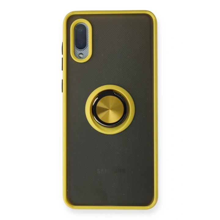 BFS  Samsung Galaxy A02 Kılıf Montreal Yüzüklü Silikon Kapak - Sarı