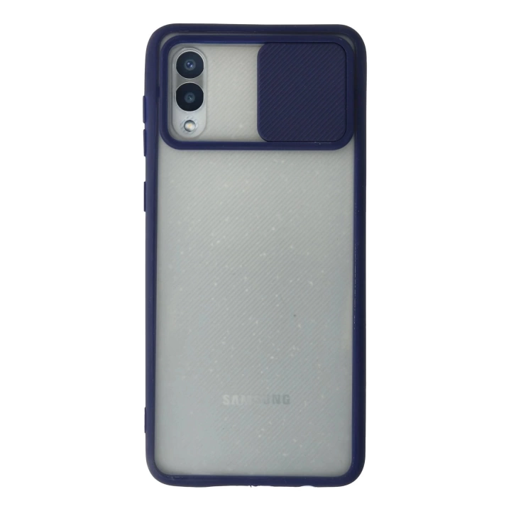BFS  Samsung Galaxy A02 Kılıf Palm Buzlu Kamera Sürgülü Silikon - Lacivert
