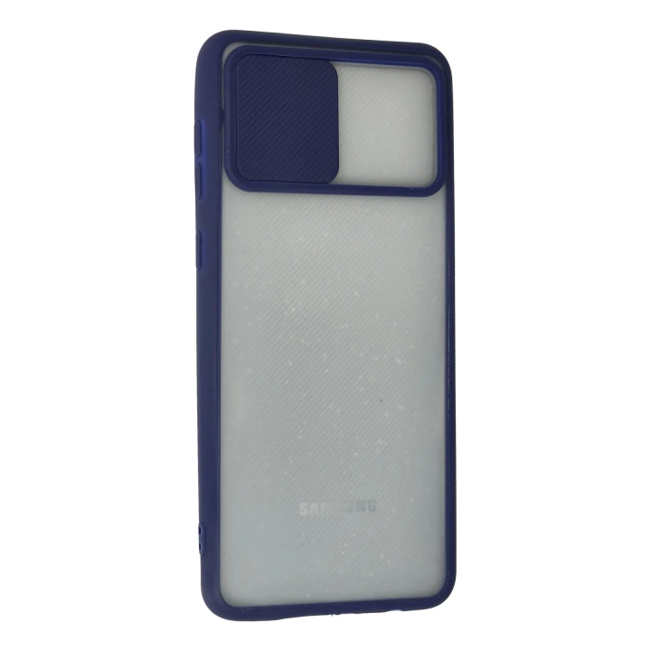 BFS  Samsung Galaxy A02 Kılıf Palm Buzlu Kamera Sürgülü Silikon - Lacivert