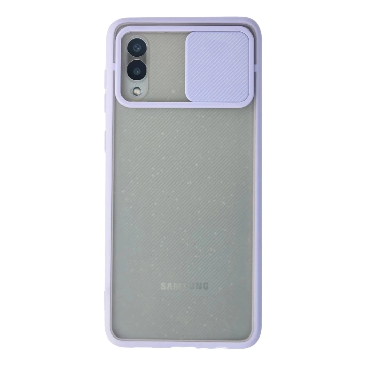 BFS  Samsung Galaxy A02 Kılıf Palm Buzlu Kamera Sürgülü Silikon - Lila