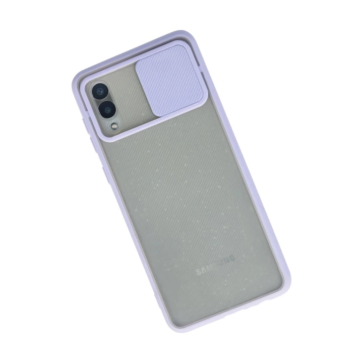 BFS  Samsung Galaxy A02 Kılıf Palm Buzlu Kamera Sürgülü Silikon - Lila