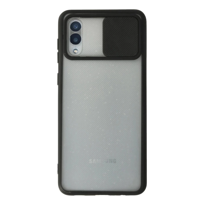 BFS  Samsung Galaxy A02 Kılıf Palm Buzlu Kamera Sürgülü Silikon - Siyah