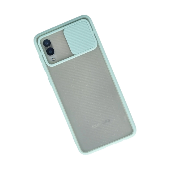 BFS  Samsung Galaxy A02 Kılıf Palm Buzlu Kamera Sürgülü Silikon - Turkuaz