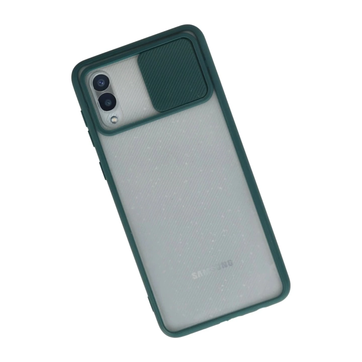 BFS  Samsung Galaxy A02 Kılıf Palm Buzlu Kamera Sürgülü Silikon - Yeşil