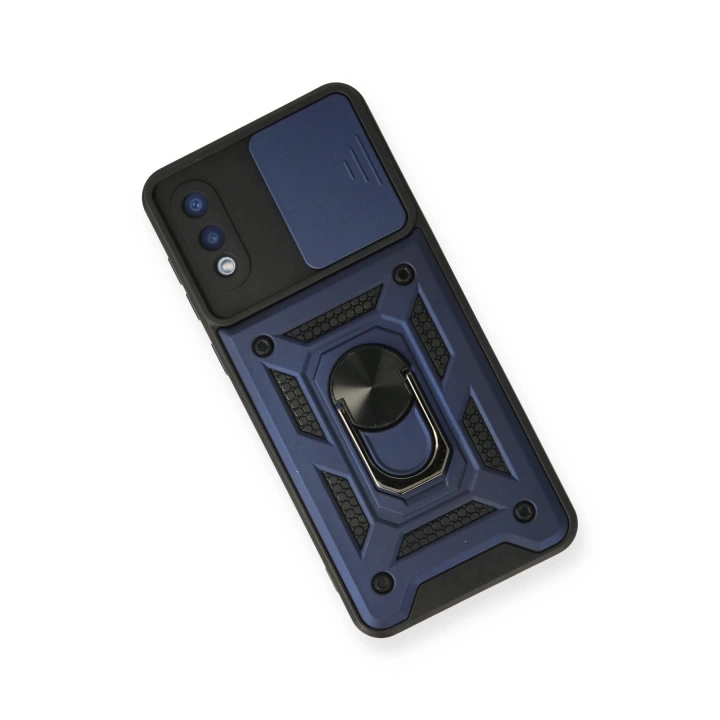 BFS  Samsung Galaxy A02 Kılıf Pars Lens Yüzüklü Silikon - Lacivert
