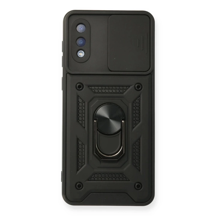 BFS  Samsung Galaxy A02 Kılıf Pars Lens Yüzüklü Silikon - Siyah