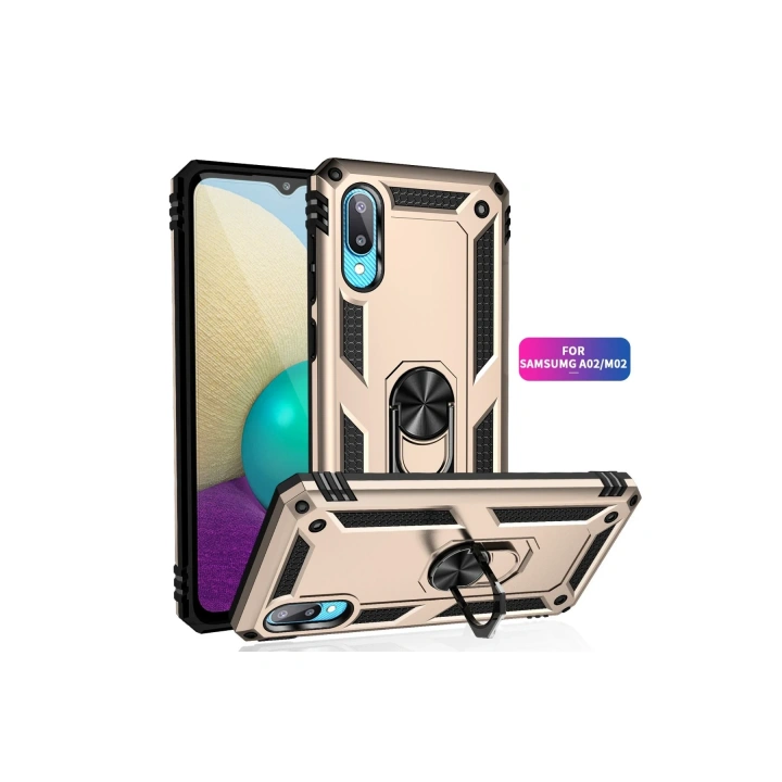 BFS  Samsung Galaxy A02 Kılıf Sofya Yüzüklü Silikon Kapak - Gold