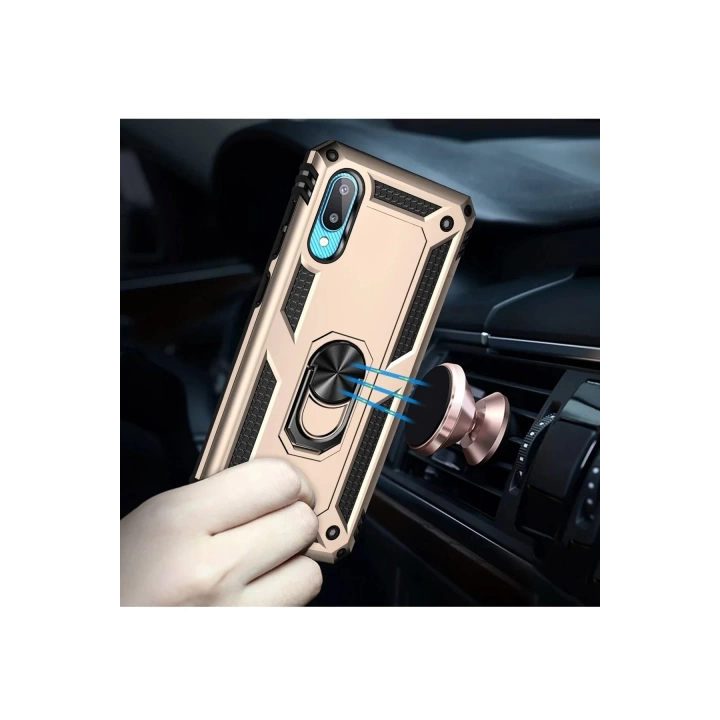 BFS  Samsung Galaxy A02 Kılıf Sofya Yüzüklü Silikon Kapak - Gold