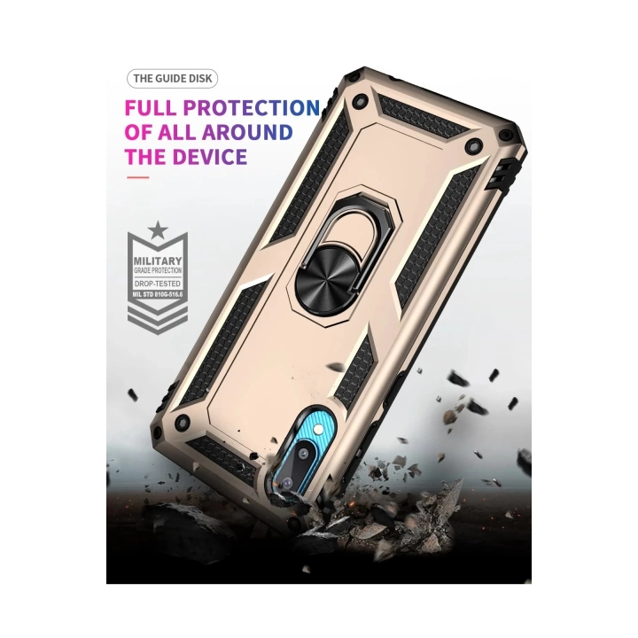 BFS  Samsung Galaxy A02 Kılıf Sofya Yüzüklü Silikon Kapak - Gold