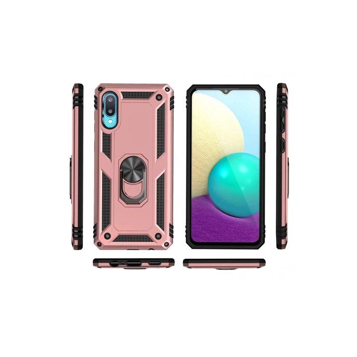 BFS  Samsung Galaxy A02 Kılıf Sofya Yüzüklü Silikon Kapak - Rose