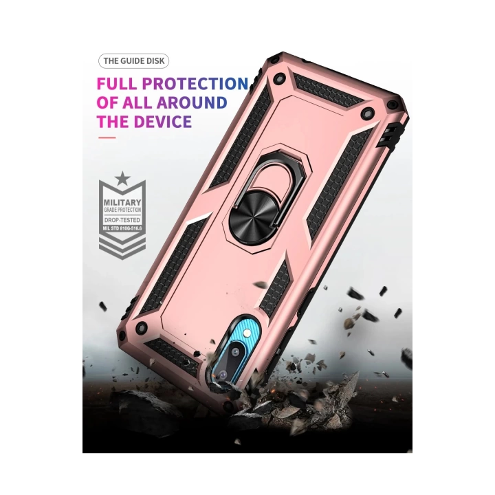 BFS  Samsung Galaxy A02 Kılıf Sofya Yüzüklü Silikon Kapak - Rose