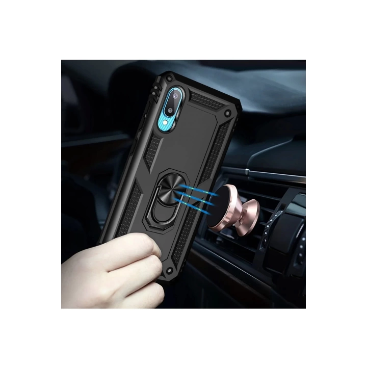 BFS  Samsung Galaxy A02 Kılıf Sofya Yüzüklü Silikon Kapak - Siyah