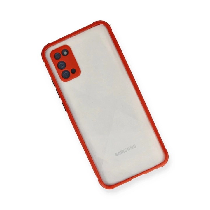 BFS  Samsung Galaxy A02S Kılıf Miami Şeffaf Silikon - Kırmızı