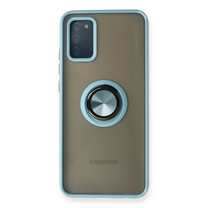 BFS  Samsung Galaxy A02S Kılıf Montreal Yüzüklü Silikon Kapak - Buz Mavi