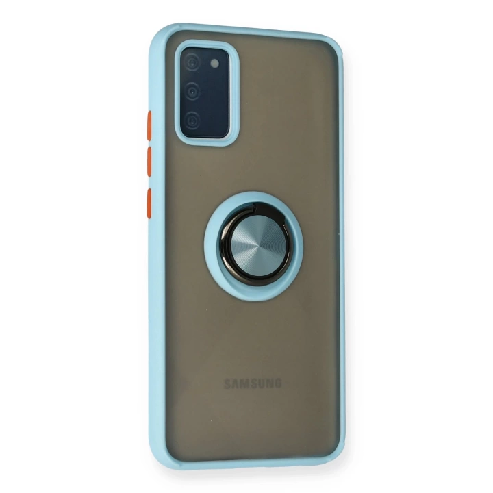 BFS  Samsung Galaxy A02S Kılıf Montreal Yüzüklü Silikon Kapak - Buz Mavi