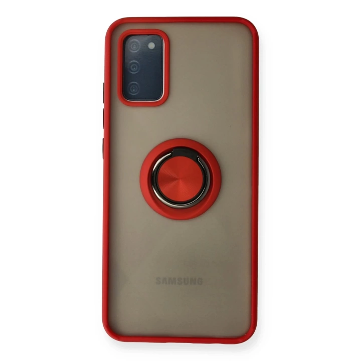 BFS  Samsung Galaxy A02S Kılıf Montreal Yüzüklü Silikon Kapak - Kırmızı