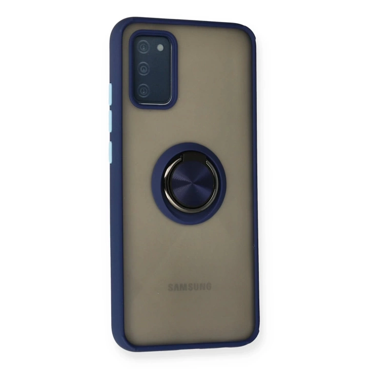 BFS  Samsung Galaxy A02S Kılıf Montreal Yüzüklü Silikon Kapak - Lacivert