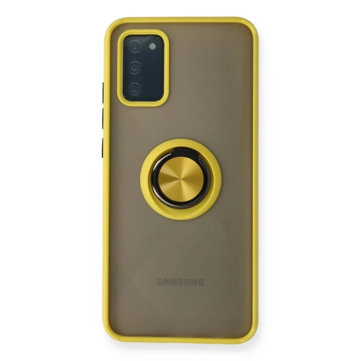 BFS  Samsung Galaxy A02S Kılıf Montreal Yüzüklü Silikon Kapak - Sarı