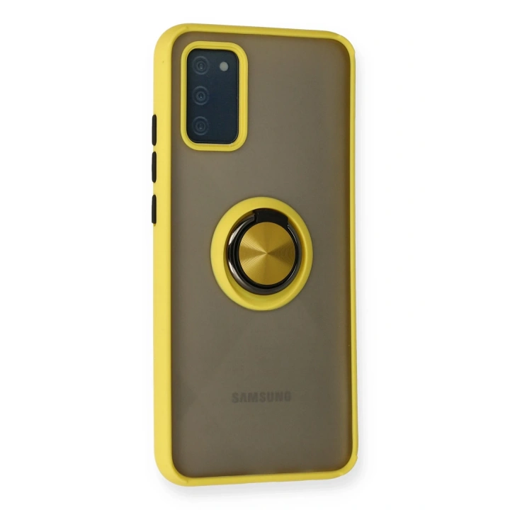 BFS  Samsung Galaxy A02S Kılıf Montreal Yüzüklü Silikon Kapak - Sarı