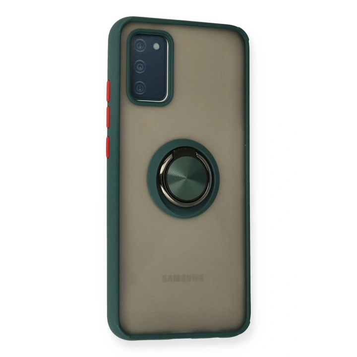 BFS  Samsung Galaxy A02S Kılıf Montreal Yüzüklü Silikon Kapak - Yeşil