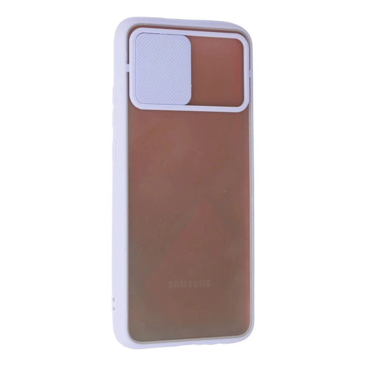 BFS  Samsung Galaxy A02S Kılıf Palm Buzlu Kamera Sürgülü Silikon - Lila