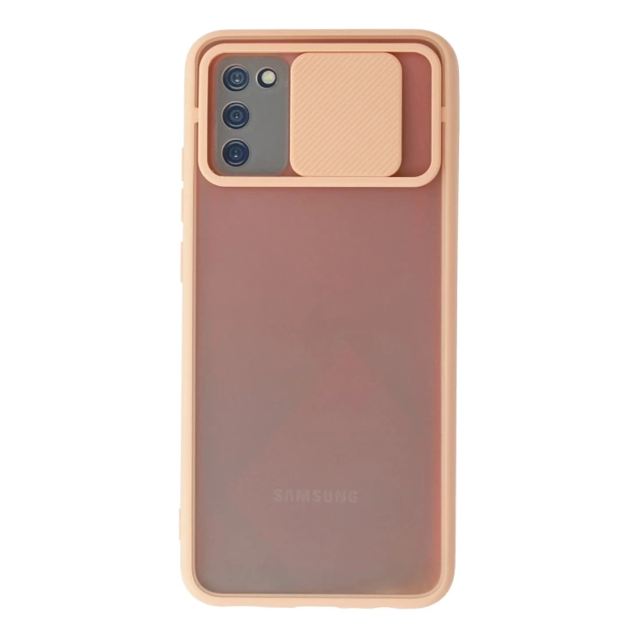 BFS  Samsung Galaxy A02S Kılıf Palm Buzlu Kamera Sürgülü Silikon - Pembe