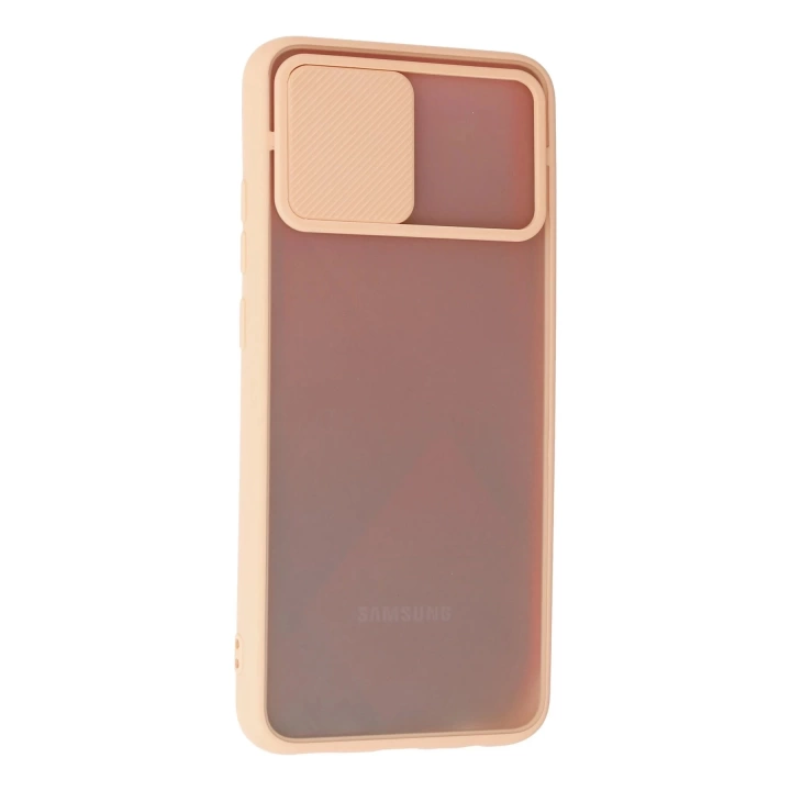 BFS  Samsung Galaxy A02S Kılıf Palm Buzlu Kamera Sürgülü Silikon - Pembe