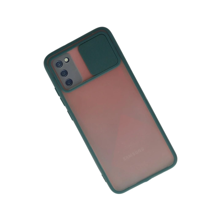 BFS  Samsung Galaxy A02S Kılıf Palm Buzlu Kamera Sürgülü Silikon - Yeşil