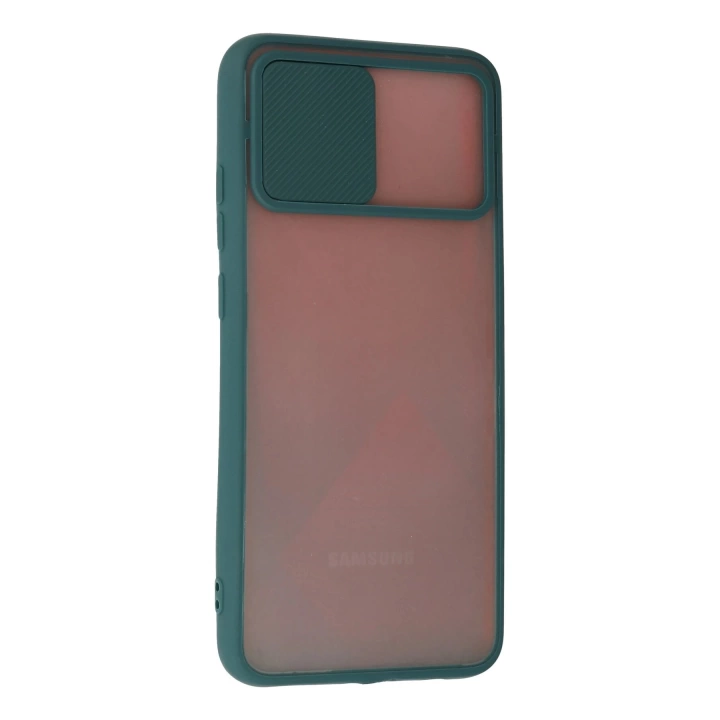 BFS  Samsung Galaxy A02S Kılıf Palm Buzlu Kamera Sürgülü Silikon - Yeşil
