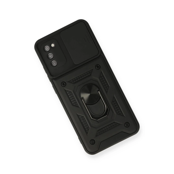 BFS  Samsung Galaxy A02S Kılıf Pars Lens Yüzüklü Silikon - Siyah