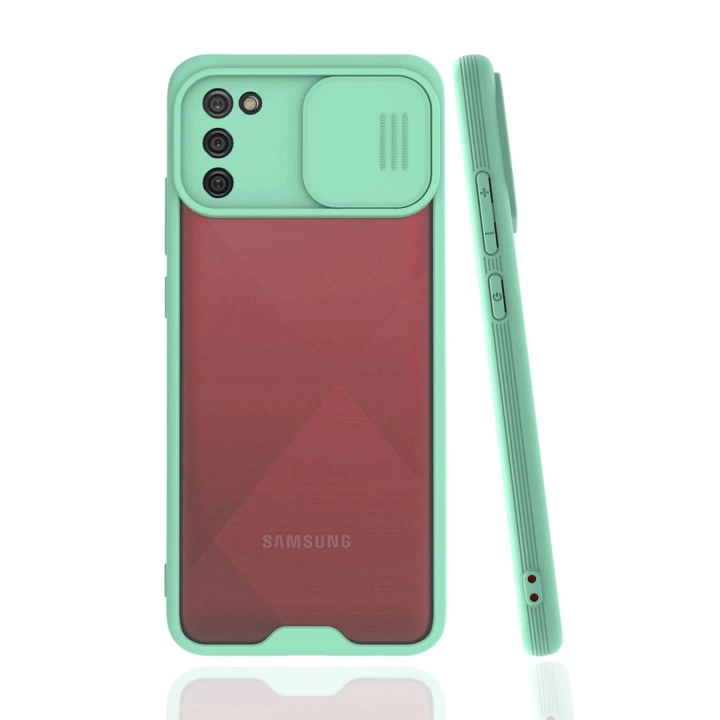 BFS  Samsung Galaxy A02S Kılıf Platin Kamera Koruma Silikon - Açık Yeşil