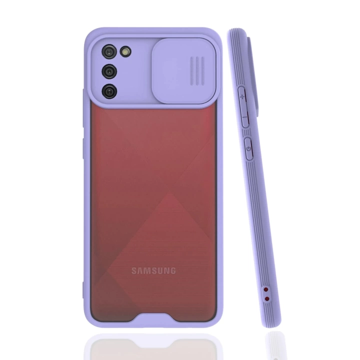 BFS  Samsung Galaxy A02S Kılıf Platin Kamera Koruma Silikon - Lila