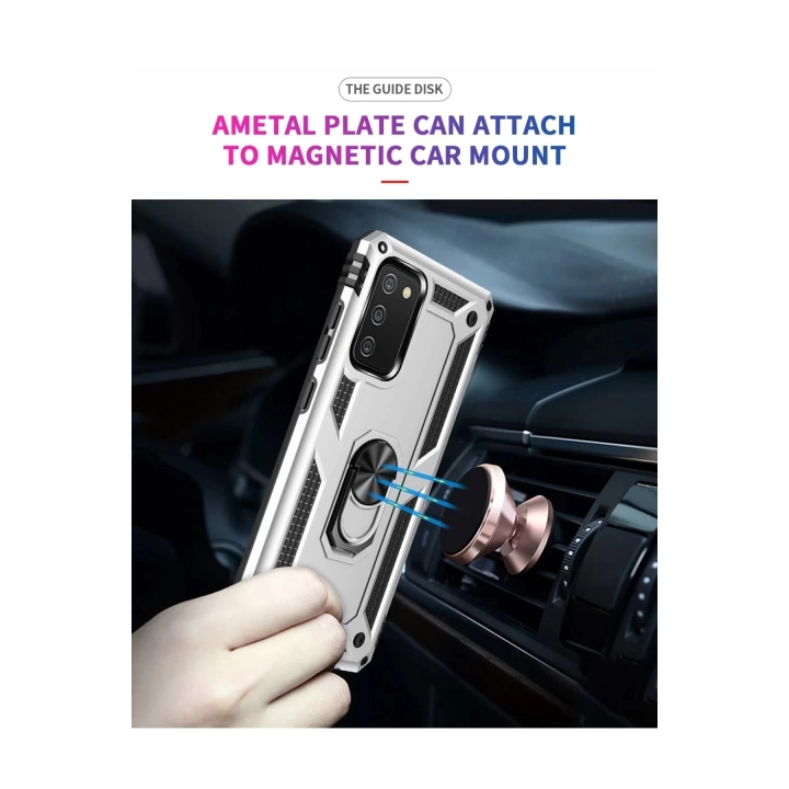 BFS  Samsung Galaxy A02S Kılıf Sofya Yüzüklü Silikon Kapak - Gümüş