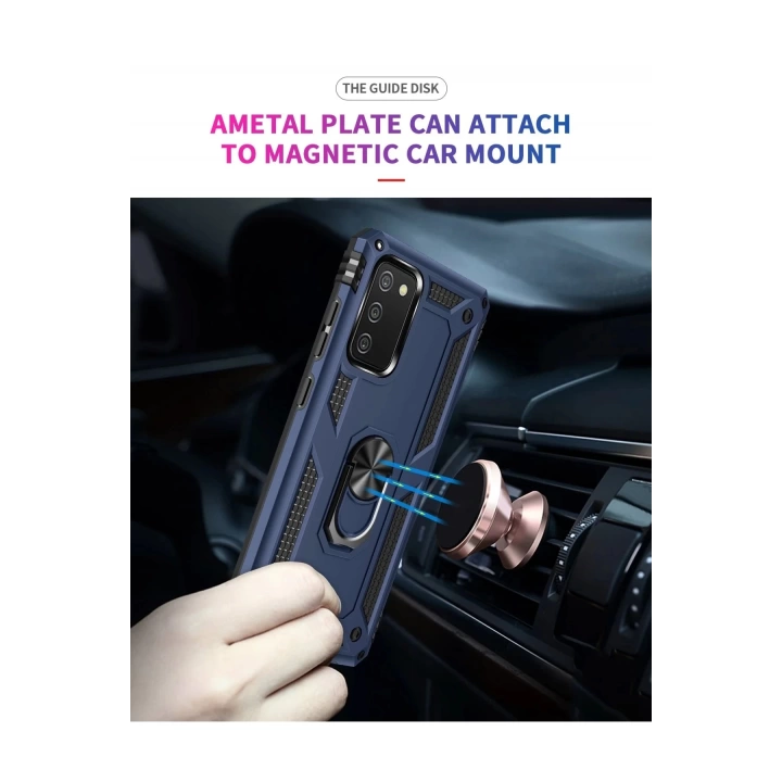 BFS  Samsung Galaxy A02S Kılıf Sofya Yüzüklü Silikon Kapak - Lacivert