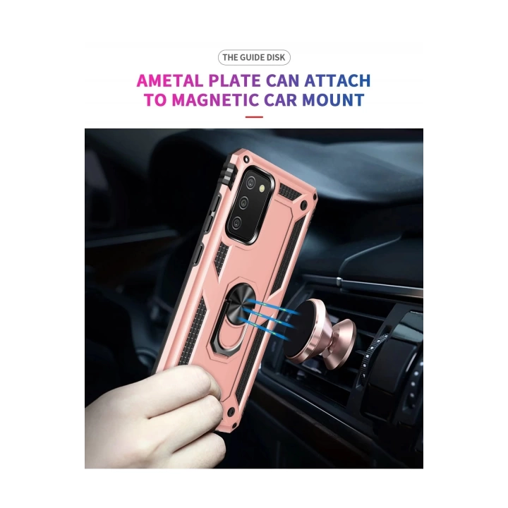 BFS  Samsung Galaxy A02S Kılıf Sofya Yüzüklü Silikon Kapak - Rose
