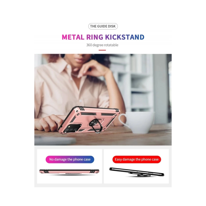 BFS  Samsung Galaxy A02S Kılıf Sofya Yüzüklü Silikon Kapak - Rose