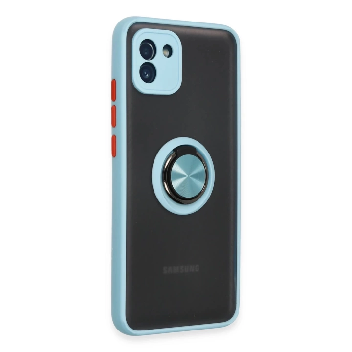 BFS  Samsung Galaxy A03 Kılıf Montreal Yüzüklü Silikon Kapak - Buz Mavi