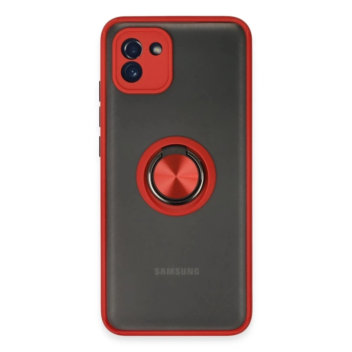 BFS  Samsung Galaxy A03 Kılıf Montreal Yüzüklü Silikon Kapak - Kırmızı