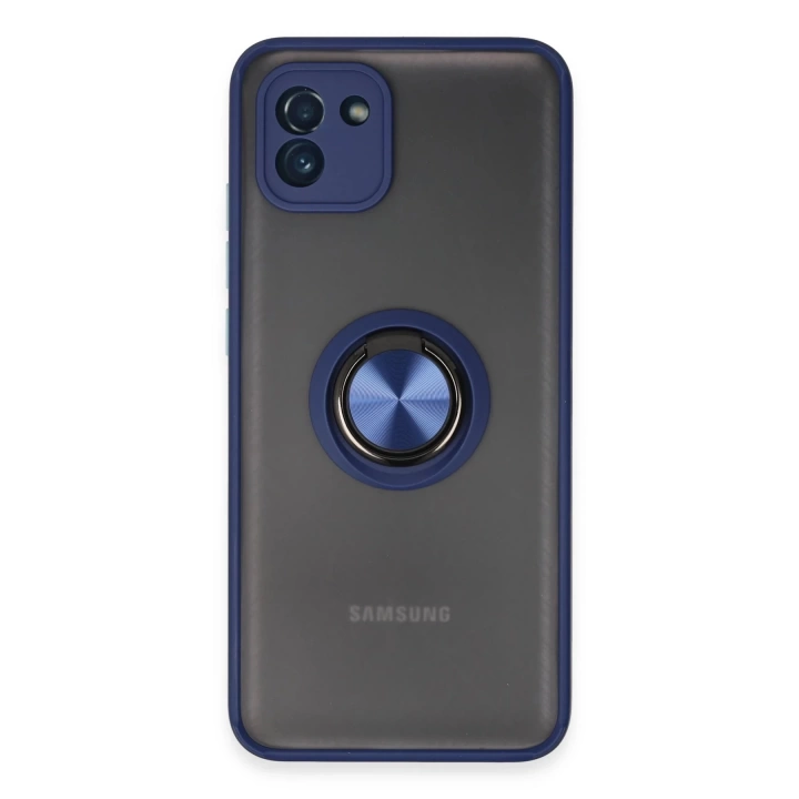 BFS  Samsung Galaxy A03 Kılıf Montreal Yüzüklü Silikon Kapak - Lacivert