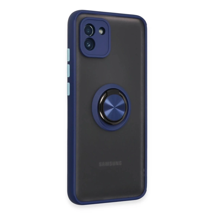 BFS  Samsung Galaxy A03 Kılıf Montreal Yüzüklü Silikon Kapak - Lacivert